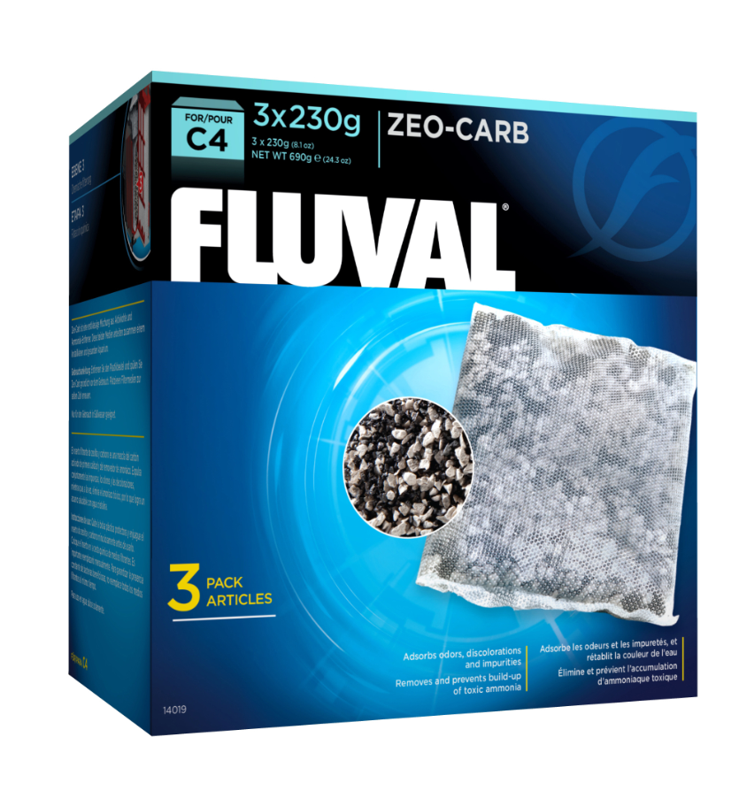 Zeo-Carb pour filtre à moteur Fluval C4, paquet de 3 - NageoireBleue