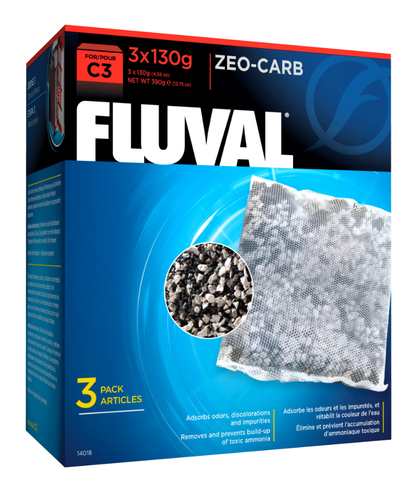 Zeo-Carb pour filtre à moteur Fluval C3, paquet de 3 - NageoireBleue