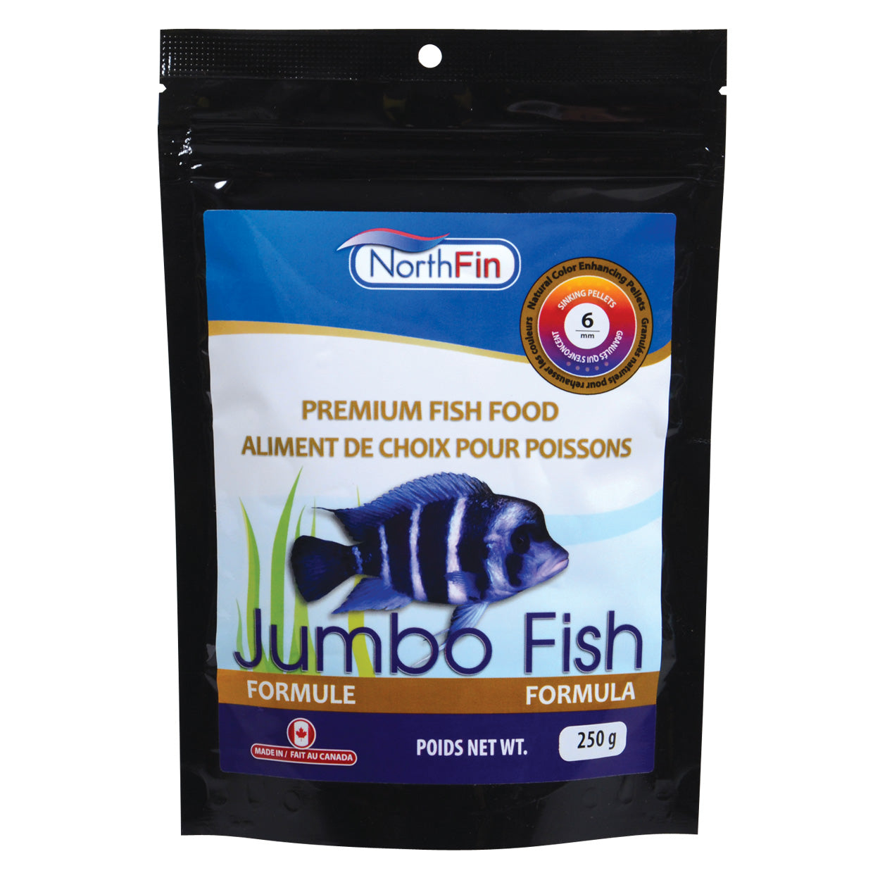 NorthFin Jumbo Formula - 6 mm Sinking Pellets - 250 g - NageoireBleue