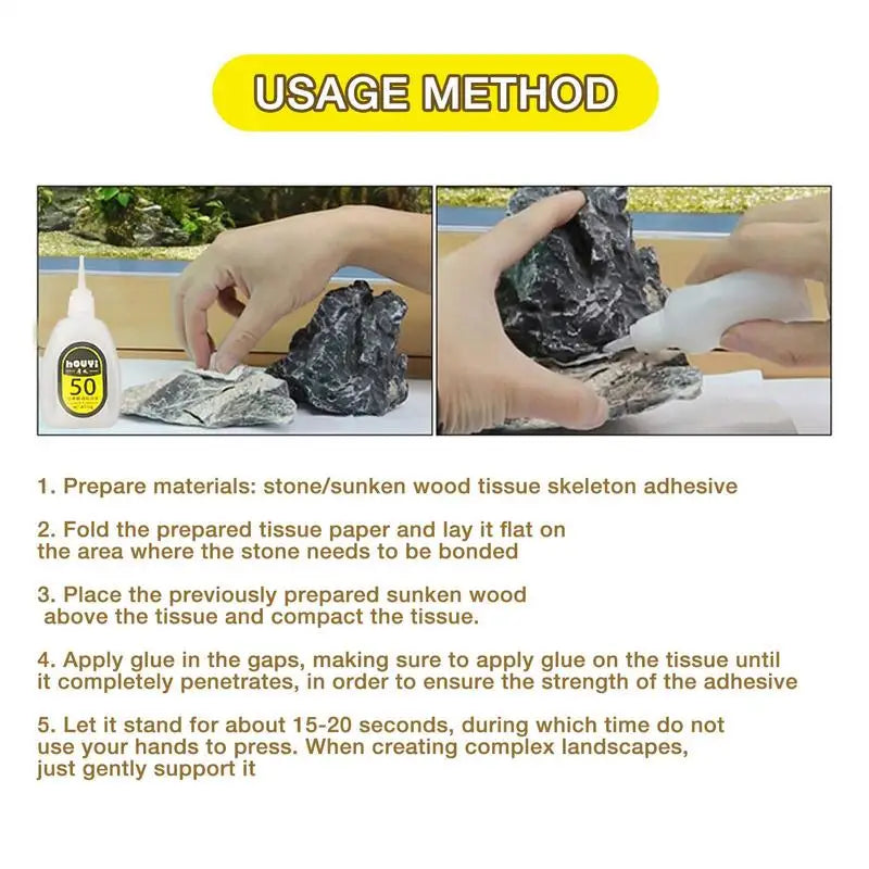 50/100G Fish Tank Landscaping Moss Glue Aquarium Aquatic Water Grass Stick Fixing Glue Aquatic Plants Driftwood Underwater Gel