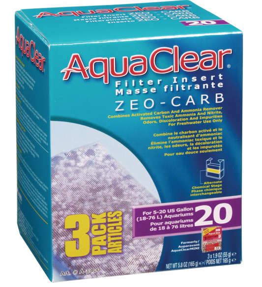 Zeo-Carb pour AquaClear 20/Mini, 165 g (5,8 oz), paquet de 3 - NageoireBleue