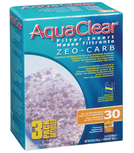 Zeo-Carb pour AquaClear 30/150, 195 g (6,9 oz), paquet de 3 - NageoireBleue
