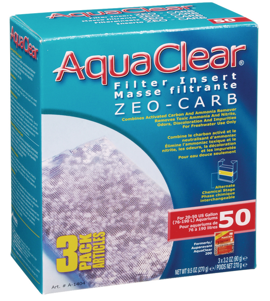 Zeo-Carb pour AquaClear 50/200, 270 g (9,5 oz), paquet de 3 - NageoireBleue
