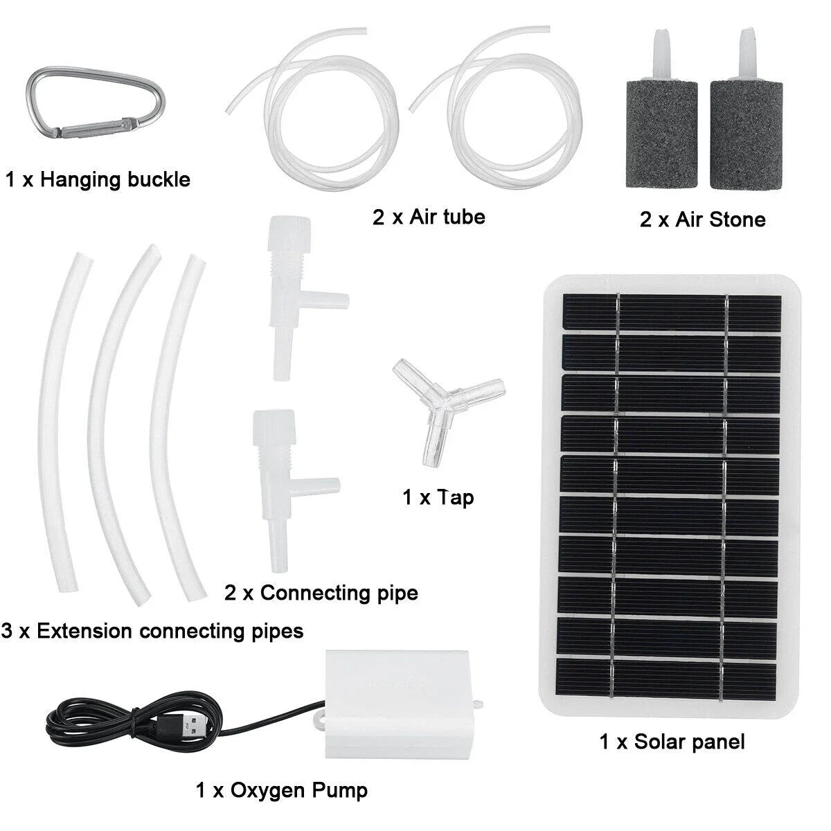 5V 20W Solar Power Oxygenator Water Oxygen Pump Pond Aerator Aquarium Air Pump Solar Panel + Oxygen Pump Set for Fish Tank