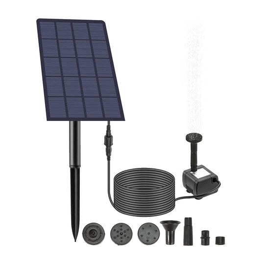 2.5W Solar Fountain Pump 4 Nozzles DIY Submersible Water Pump Wall-Mounted Fountain Pump for Fish Tank Garden Pool Aquarium