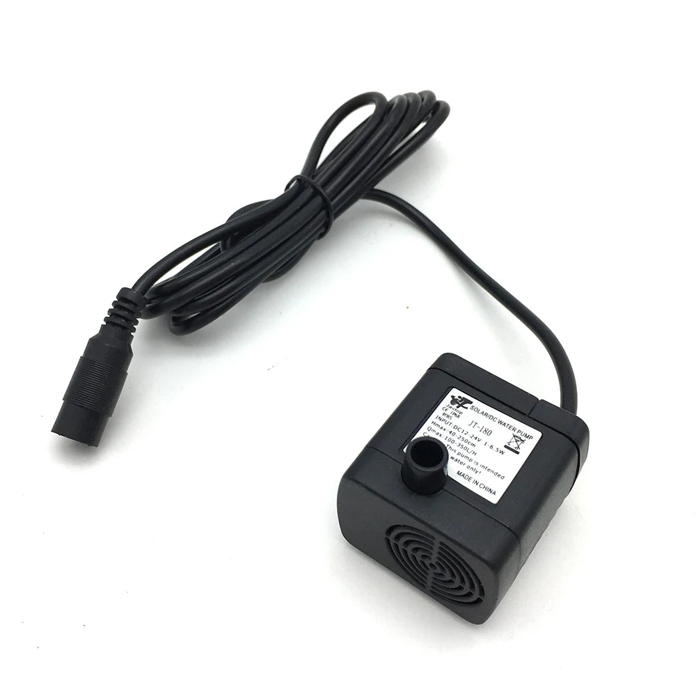 JT-180 Solar DC Water Pump 12V 24V Micro Mini Brushless Submersible Aquarium Pump Max 350 L/H Flow Rate